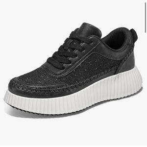 Black and White Sneakers women’s glitter, my soft jet black sneakers 9.5
